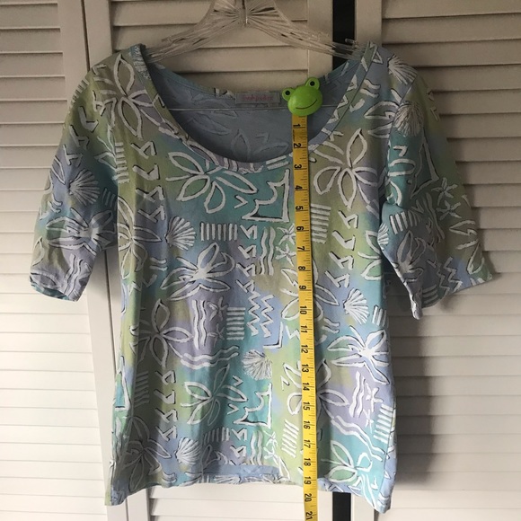 NWOT Fresh Produce light green casual short sleeve cotton v neck shirt size M